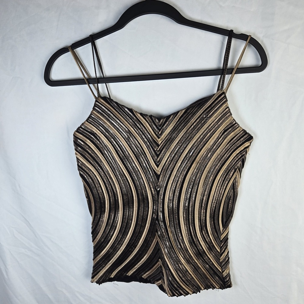 Vintage Obstinee Faux Leather Tank Top Mesh Liner Indie Sleaze Party Retro Edgy